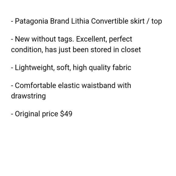 PATAGONIA Lithia Mini Skirt Or Top Size Medium NWT - Picture 11 of 12